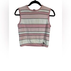 St. John Sport Wool Blend Striped Knit Sleeveless Sweater Size Small